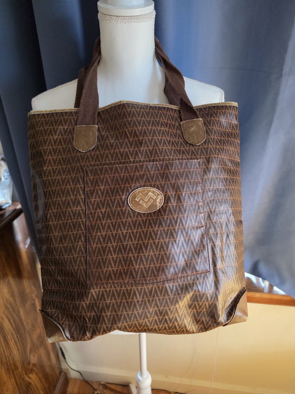 Mario Valentino Vintage Monogramed Tote Made In Italy